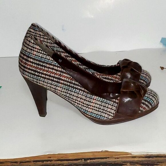 Miss Me Razzle Women's Shoes Cone Heel Tapestry Faux Leather Career Evening 6 - Picture 5 of 12